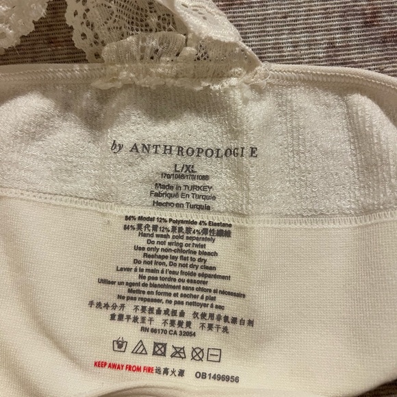 Cream Anthropologie cami bra with lace racer back size L very stretchy - Picture 3 of 3